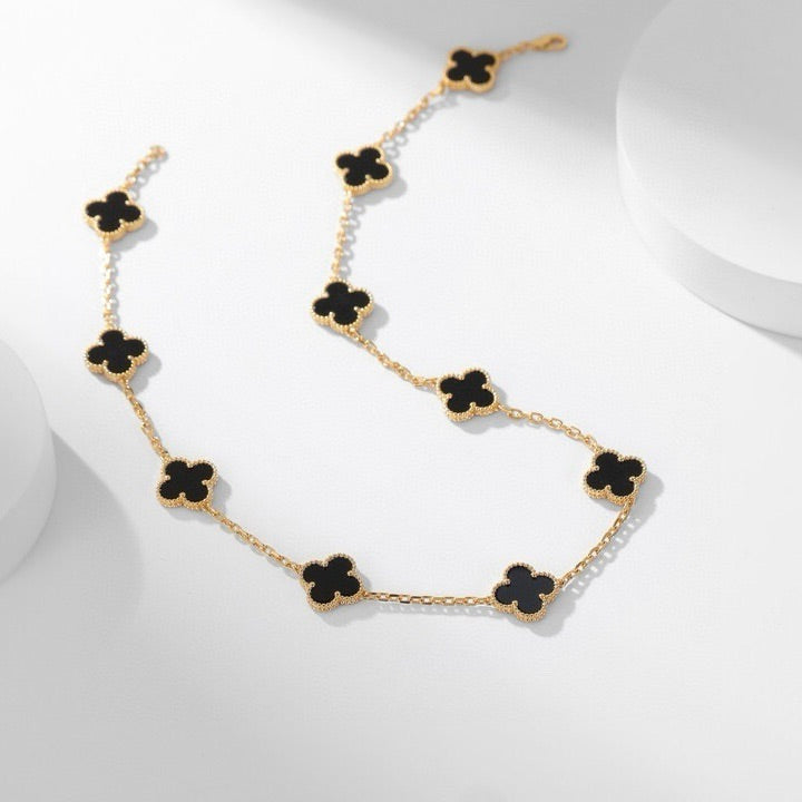 ??Loco?¡¥CLOVER 10 MOTIFS ONYX NECKLACE