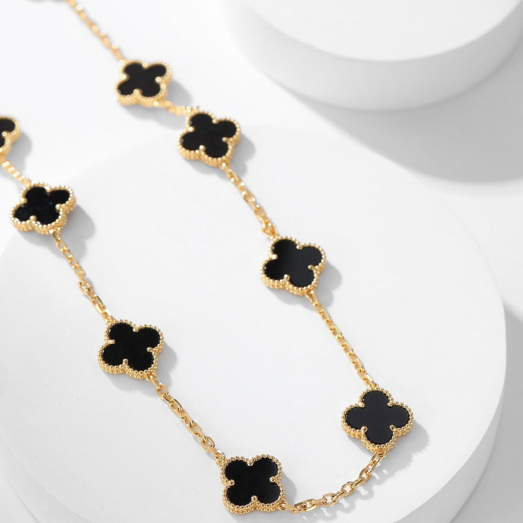 ??Loco?¡¥CLOVER 10 MOTIFS ONYX NECKLACE
