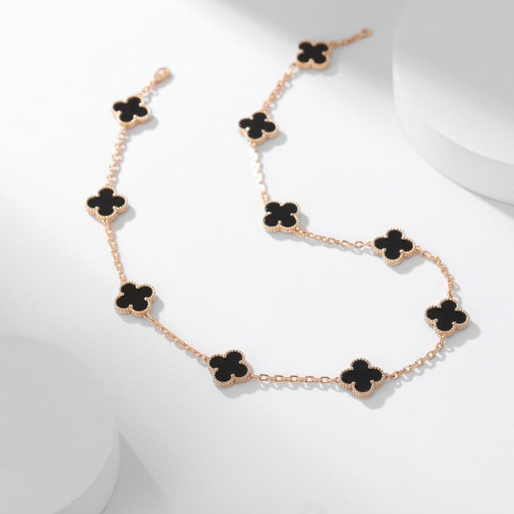 ??Loco?¡¥CLOVER 10 MOTIFS ONYX NECKLACE
