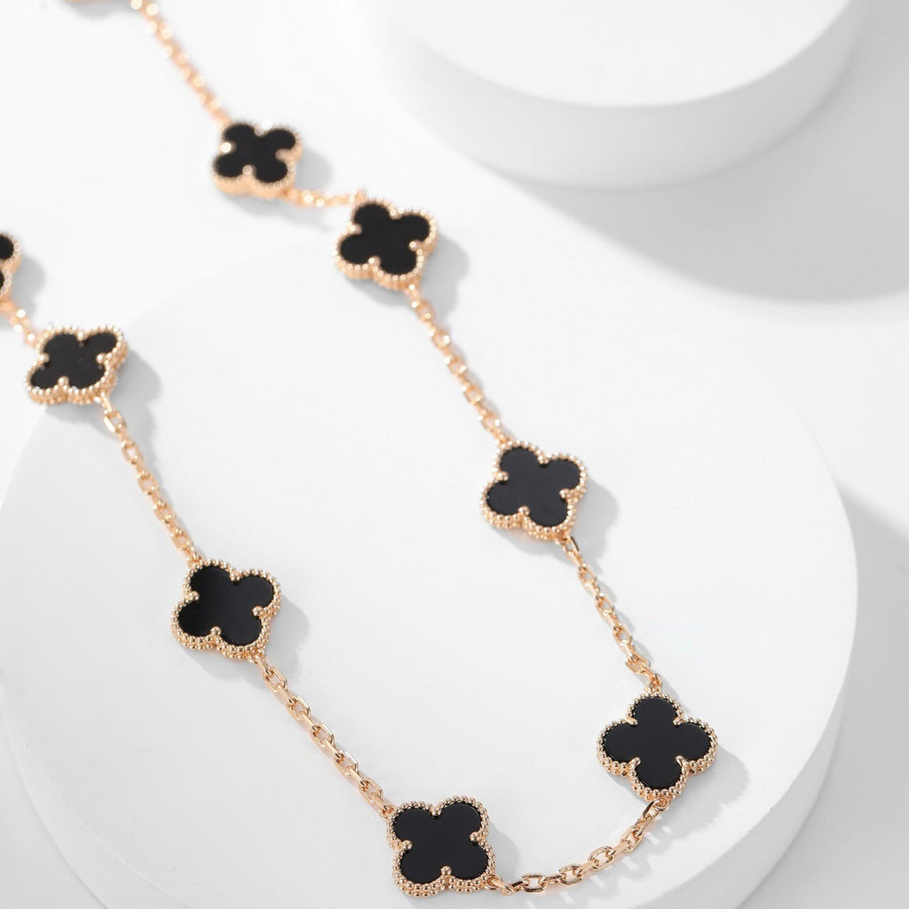??Loco?¡¥CLOVER 10 MOTIFS ONYX NECKLACE