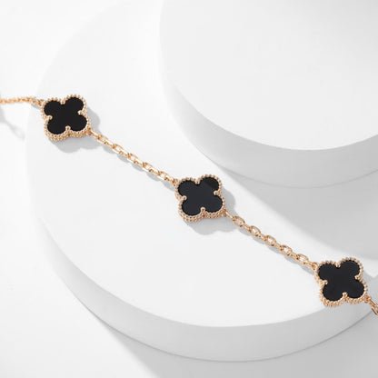[moco jewelrys]CLOVER 10 MOTIFS ONYX NECKLACE