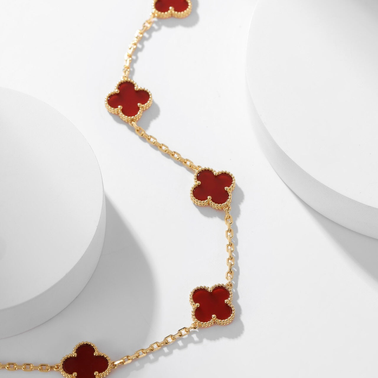 [moco jewellerys]クローバー 10モチーフ カーネリアンネックレス