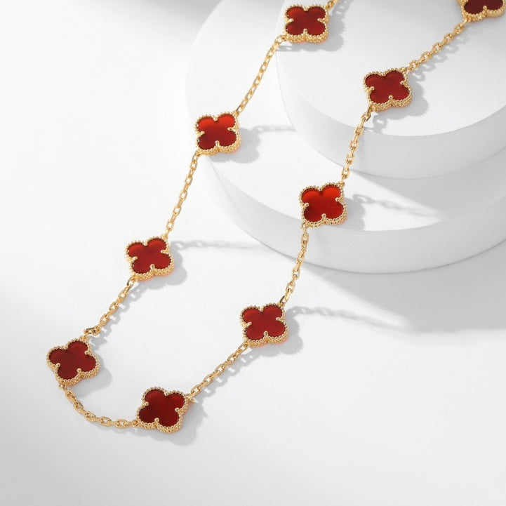 ??Loco?¡¥CLOVER 10 MOTIFS CARNELIAN NECKLACE