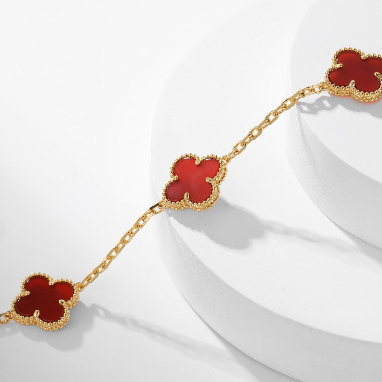 [moco jewellerys]クローバー 10モチーフ カーネリアンネックレス