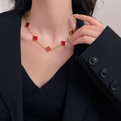 [moco jewellerys]クローバー 10モチーフ カーネリアンネックレス