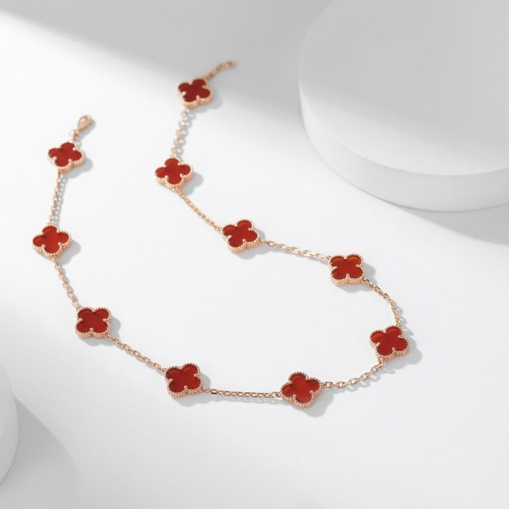 [moco jewellerys]クローバー 10モチーフ カーネリアンネックレス