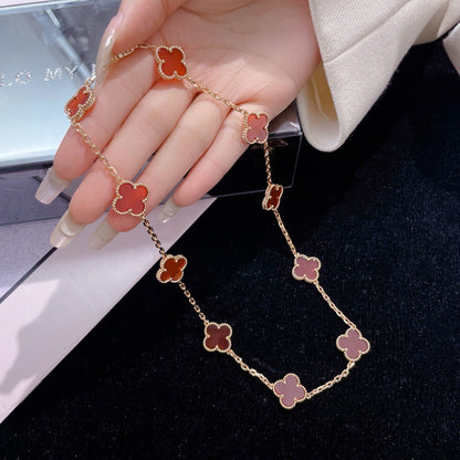 [moco jewellerys]クローバー 10モチーフ カーネリアンネックレス