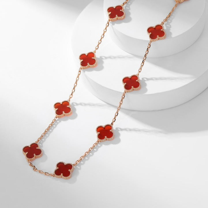 [moco jewellerys]クローバー 10モチーフ カーネリアンネックレス