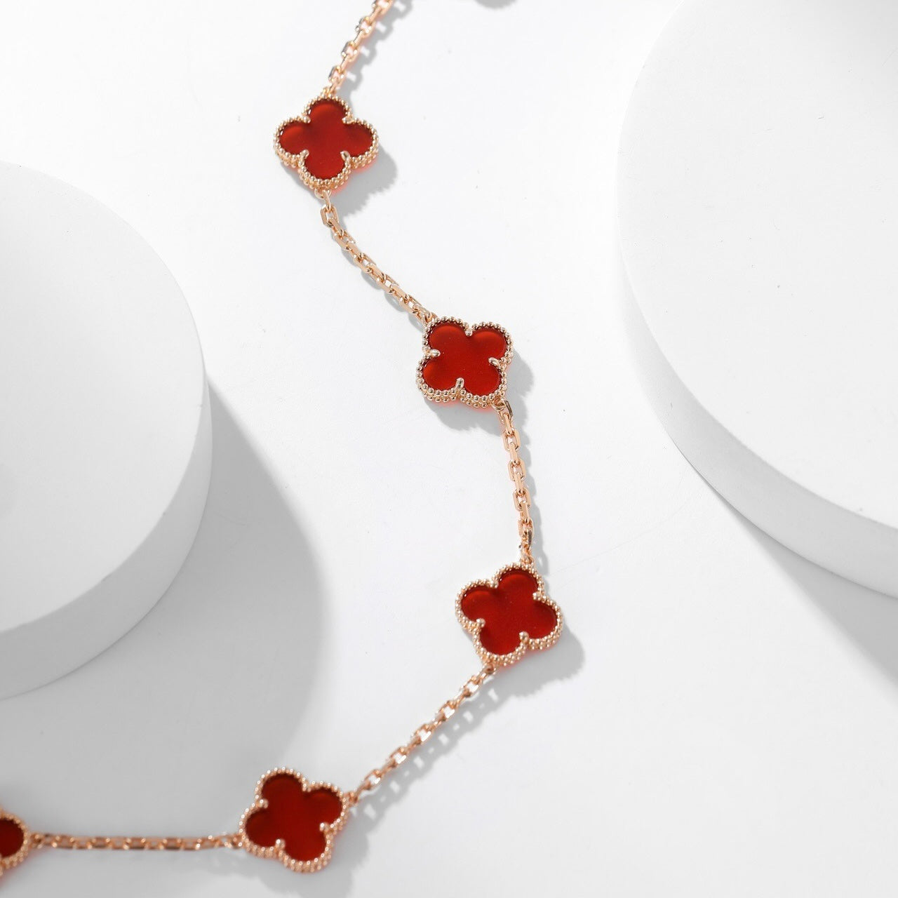 [moco jewellerys]クローバー 10モチーフ カーネリアンネックレス