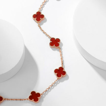 [moco jewellerys]クローバー 10モチーフ カーネリアンネックレス