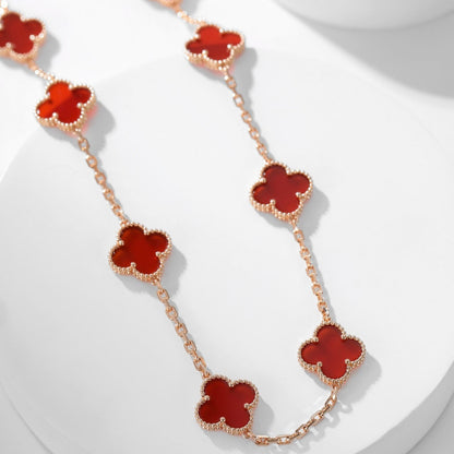 [moco jewellerys]クローバー 10モチーフ カーネリアンネックレス