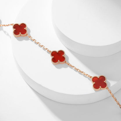 [moco jewellerys]クローバー 10モチーフ カーネリアンネックレス