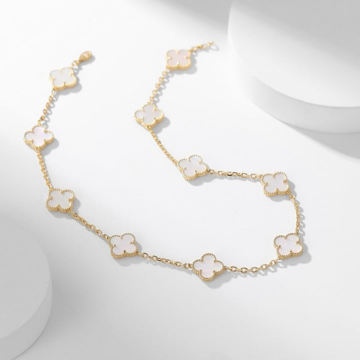 ??Loco?¡¥CLOVER 10 MOTIFS WHITE MOTHER OF PEARL NECKLACE
