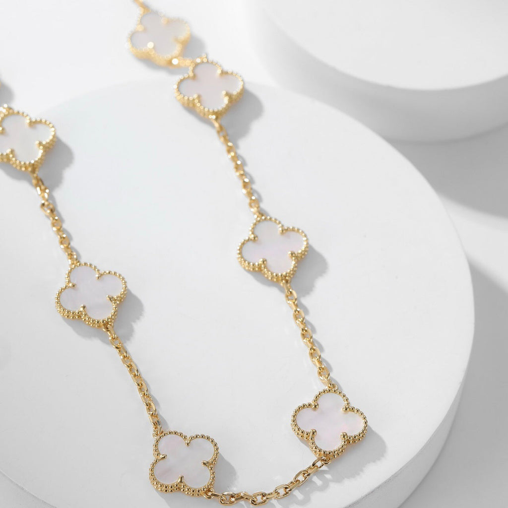 ??Loco?¡¥CLOVER 10 MOTIFS WHITE MOTHER OF PEARL NECKLACE