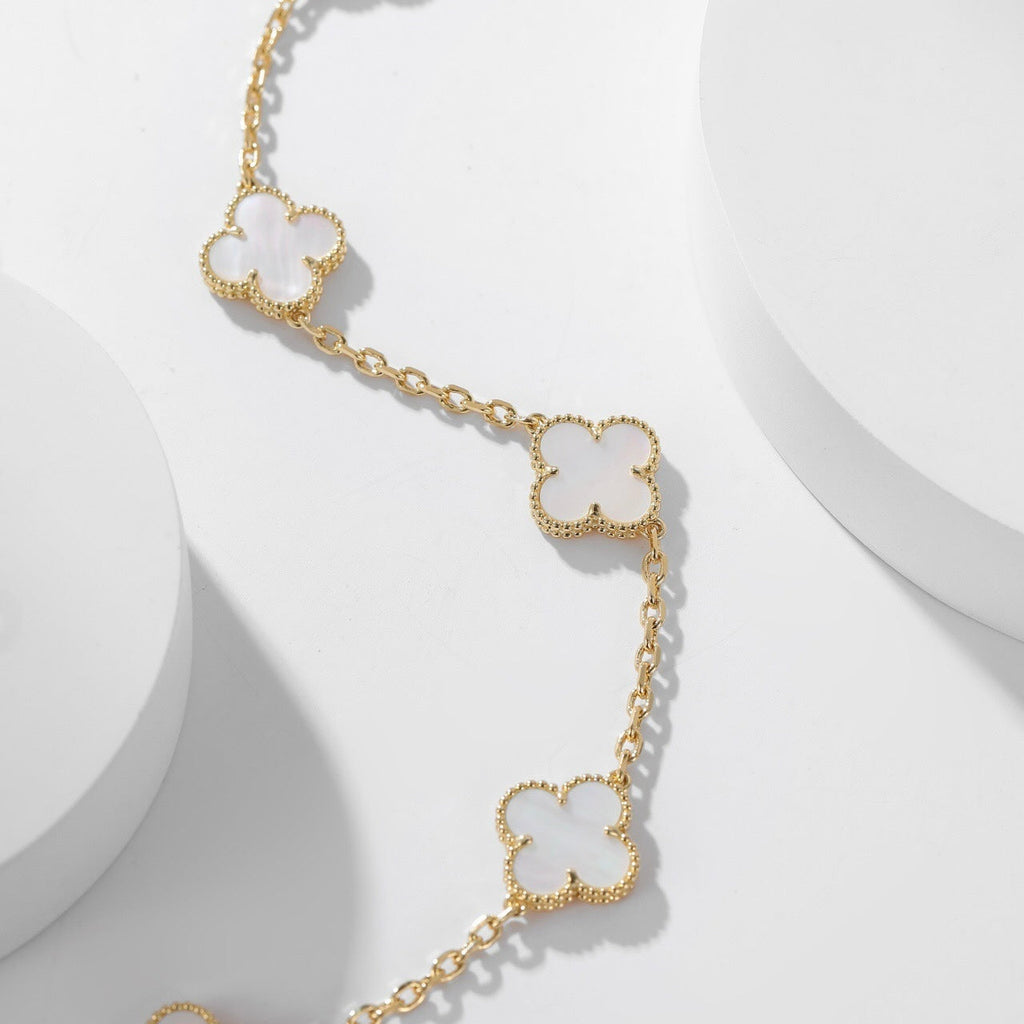 ??Loco?¡¥CLOVER 10 MOTIFS WHITE MOTHER OF PEARL NECKLACE