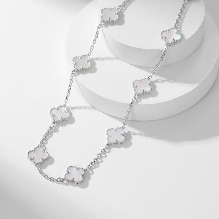 ??Loco?¡¥CLOVER 10 MOTIFS WHITE MOTHER OF PEARL NECKLACE