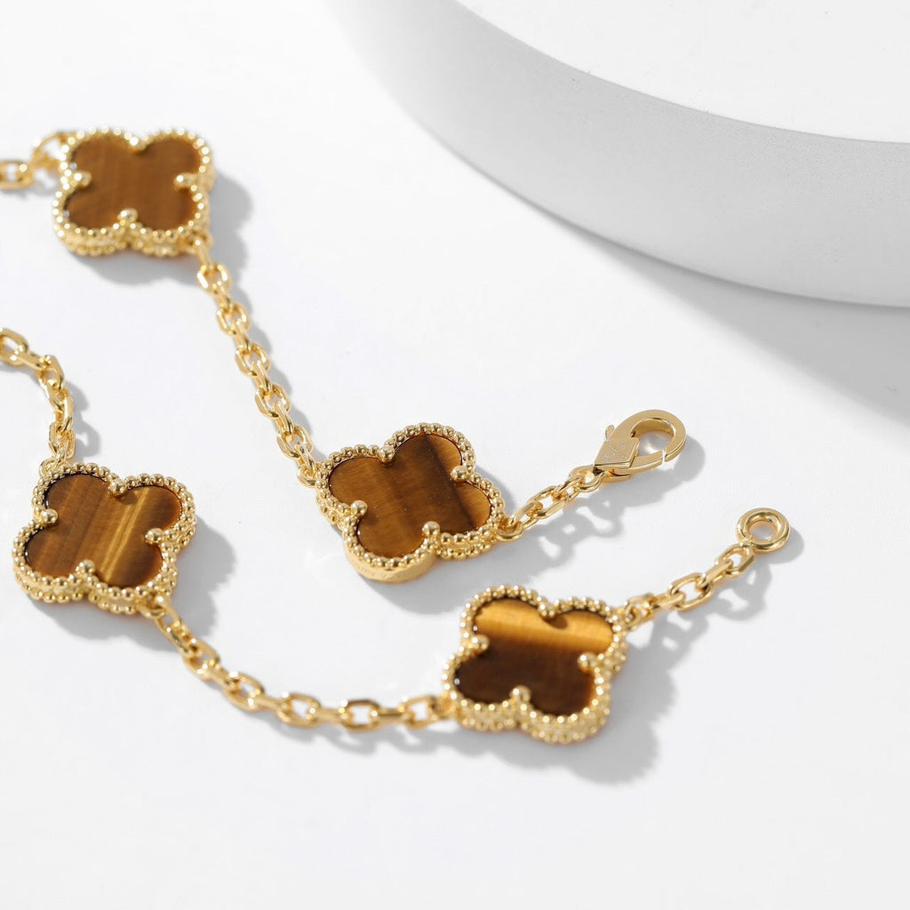 ??Loco?¡¥CLOVER 10 MOTIFS TIGER EYE NECKLACE