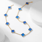 ??Loco?¡¥CLOVER 10 MOTIFS BLUE AGATE NECKLACE