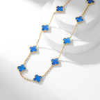 ??Loco?¡¥CLOVER 10 MOTIFS BLUE AGATE NECKLACE