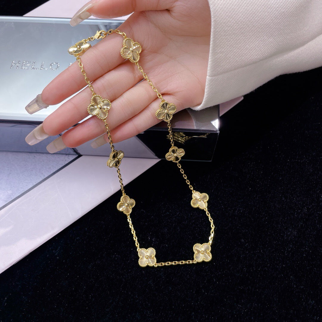 [moco jewelrys]CLOVER 10 MOTIFS LASER NECKLACE