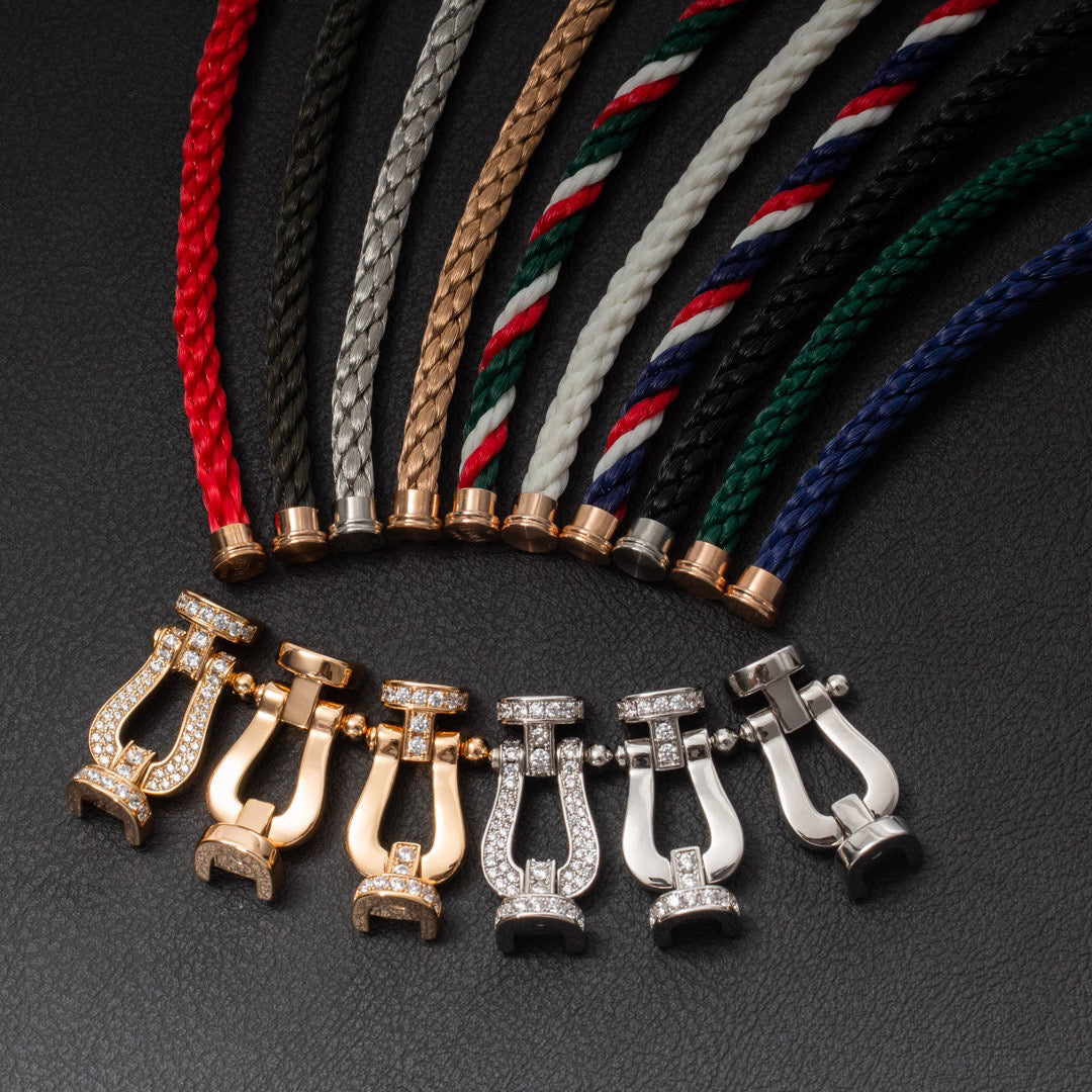 ??Loco?¡¥FORCE LARGE HORSESHOE HALF DIAMOND BRACELET ROSE GOLD