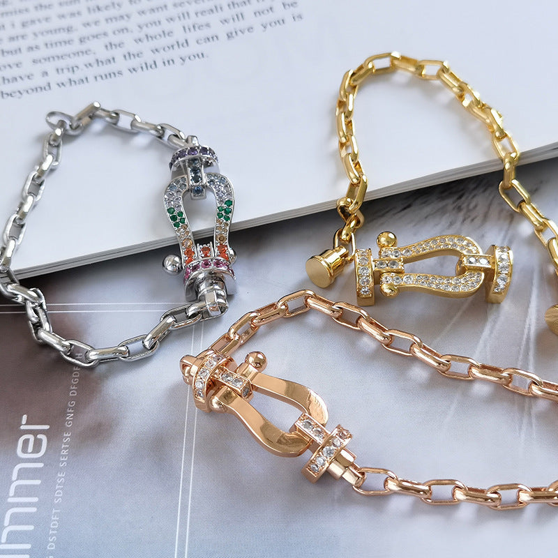 ??Loco?¡¥FORCE LARGE HORSESHOE CLASP  METAL BRACELET
