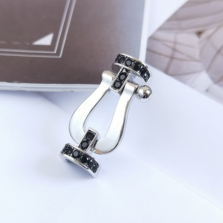 ??Loco?¡¥FORCE LARGE HORSESHOE BLACK DIAMOND BRACELET SILVER