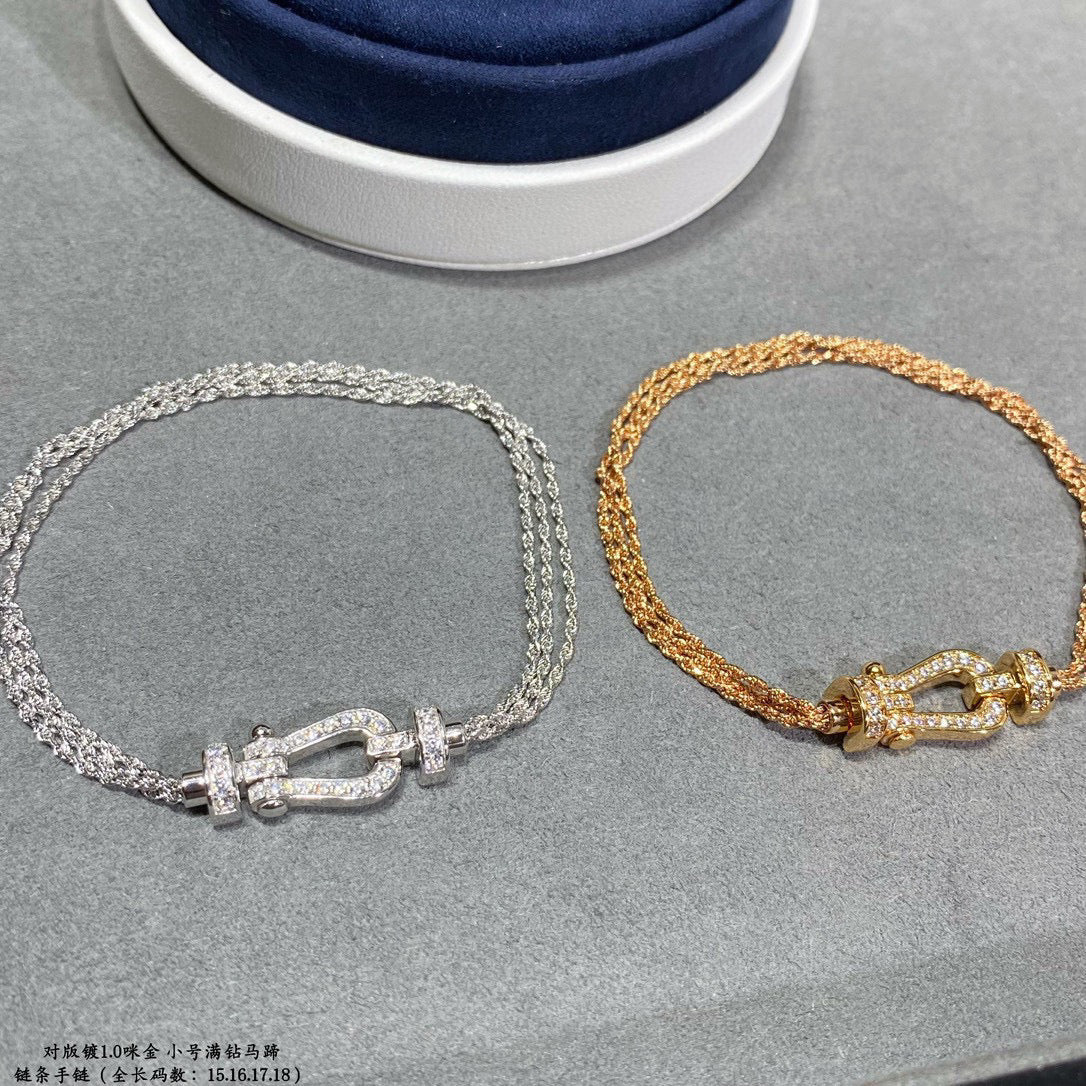 ??Loco?¡¥FORCE SMALL HORSESHOE  DIAMOND CHAIN ROPE BRACELET