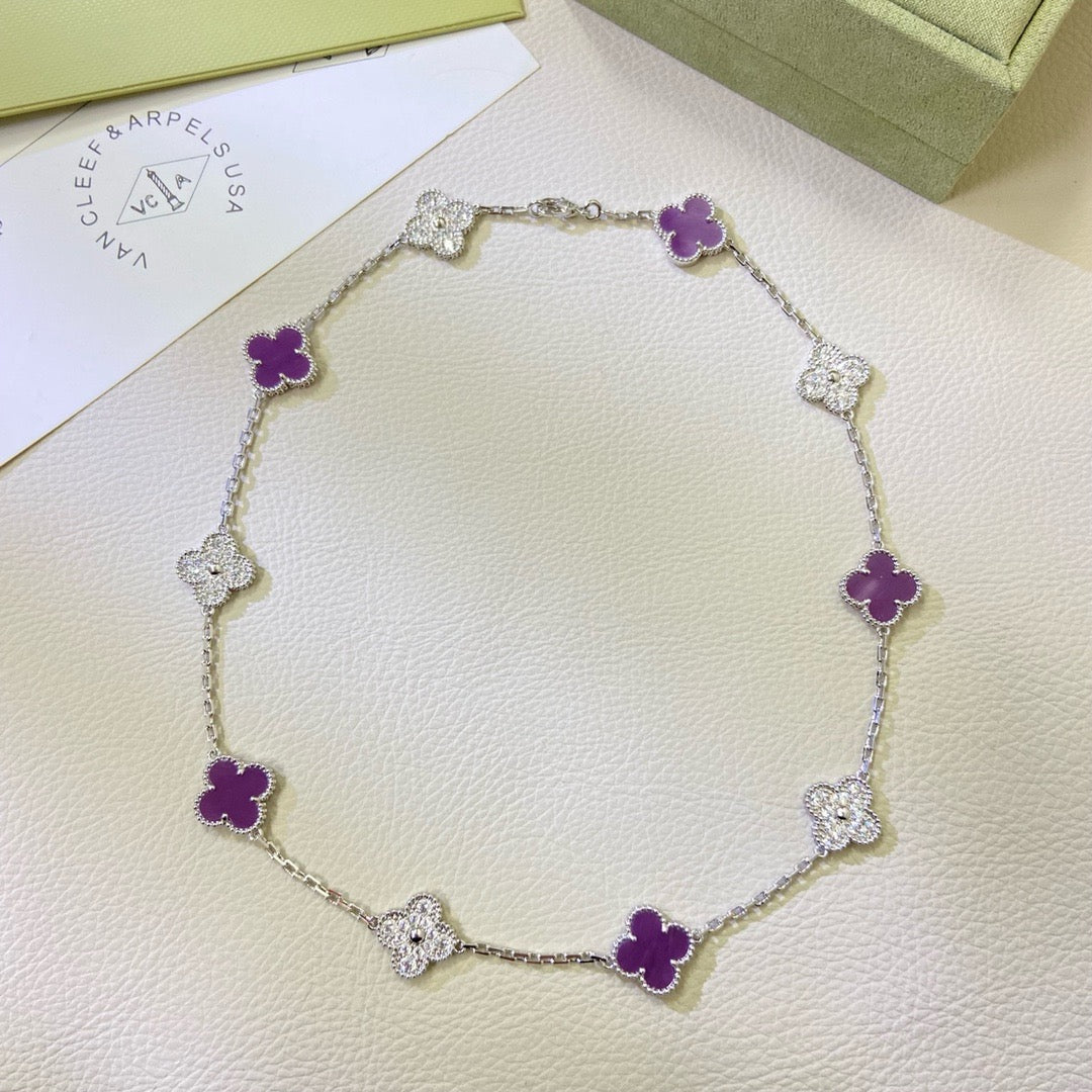 ??Loco?¡¥CLOVER 10 MOTIFS  PURPLE VIOLET DIAMOND NECKLACE