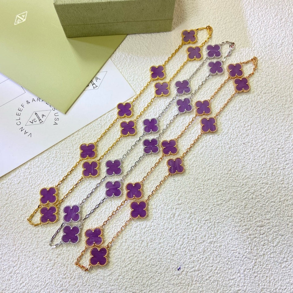 ??Loco?¡¥CLOVER 10 MOTIFS  PURPLE VIOLET  NECKLACE