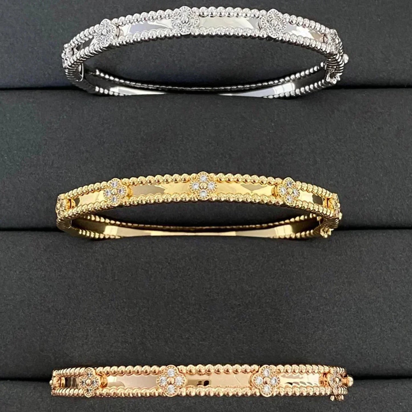 [moco jewelrys] Kleeblatt-Armband mit 4 mm Diamanten