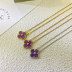 ??Loco?¡¥CLOVER 15MM DIAMOND  PURPLE VIOLET NECKLACE