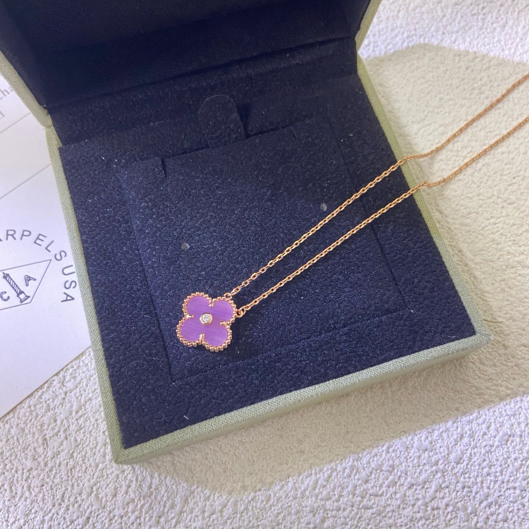 ??Loco?¡¥CLOVER 15MM DIAMOND  PURPLE VIOLET NECKLACE