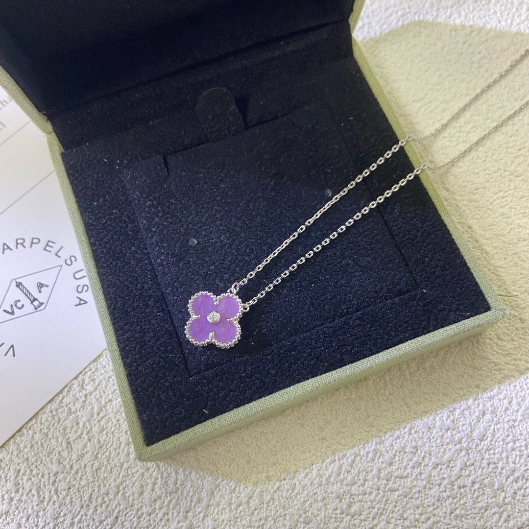 ??Loco?¡¥CLOVER 15MM DIAMOND  PURPLE VIOLET NECKLACE