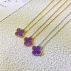 ??Loco?¡¥CLOVER 15MM  PURPLE VIOLET NECKLACE