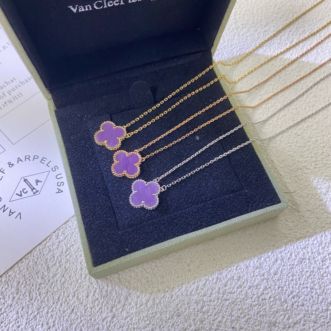 ??Loco?¡¥CLOVER 15MM  PURPLE VIOLET NECKLACE
