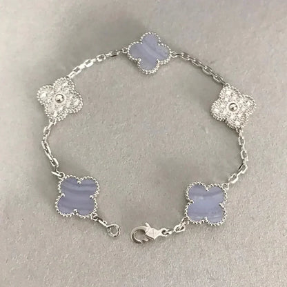 [Moco jewelrys] CLOVER 5 MOTIF PURPLE CHALCEDONY BRACELET COLLECTION
