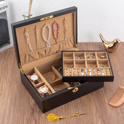Schmuckkästchen/Aufbewahrungsbox aus Massivholz im Retro-Stil mit Schloss