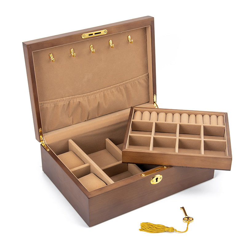 Schmuckkästchen/Aufbewahrungsbox aus Massivholz im Retro-Stil mit Schloss