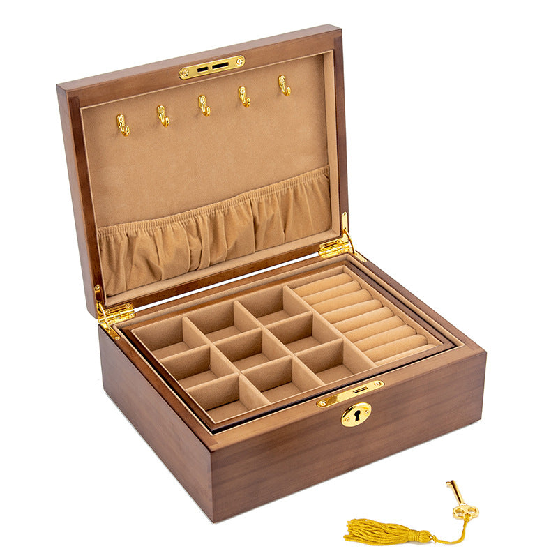 Schmuckkästchen/Aufbewahrungsbox aus Massivholz im Retro-Stil mit Schloss