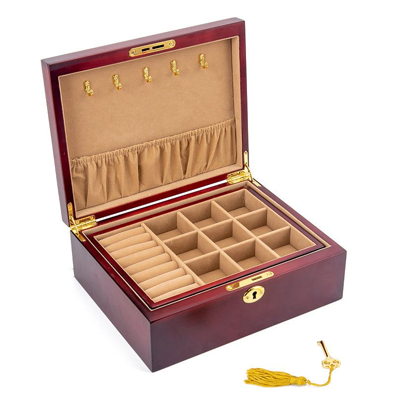 Schmuckkästchen/Aufbewahrungsbox aus Massivholz im Retro-Stil mit Schloss