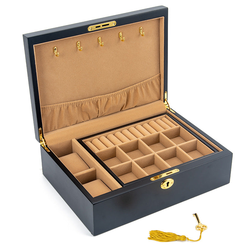 Schmuckkästchen/Aufbewahrungsbox aus Massivholz im Retro-Stil mit Schloss