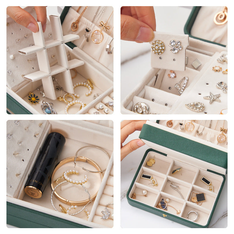 Kreative Schmuckschatulle aus mehrlagigem PU-Leder, Aufbewahrungsbox für Schmuck