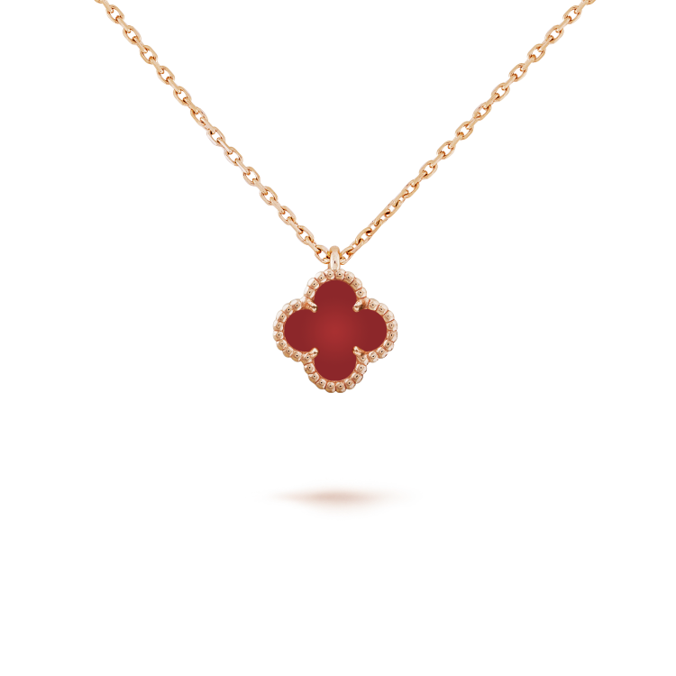 ??Loco?¡¥CLOVER MINI 9.5MM WHITE CARNELIANS NECKLACE