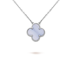 ??Loco?¡¥CLOVER 15MM BLUE CHALCEDONY NECKLACE SILVER