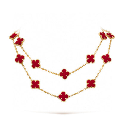 [moco jewellerys]クローバー 20モチーフ カーネリアンネックレス