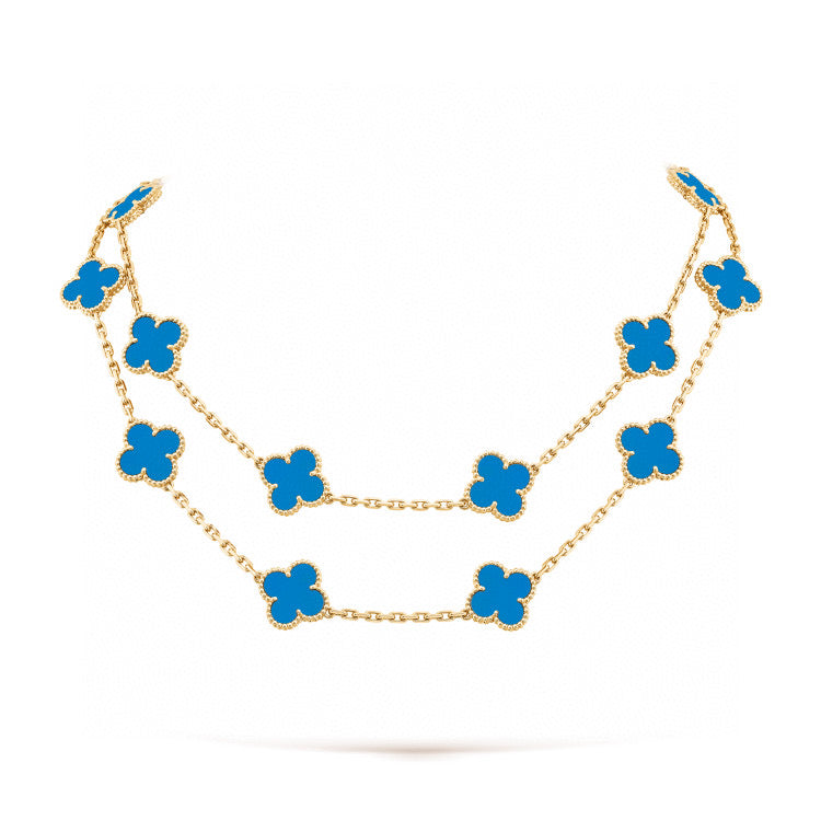 [moco jewelrys] Kleeblatt-Anhänger mit 20 Motiven, Türkis und Gold