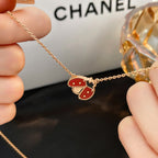 ??Loco?¡¥LUCKY  CARNELIANS LADYBUG NECKLACE