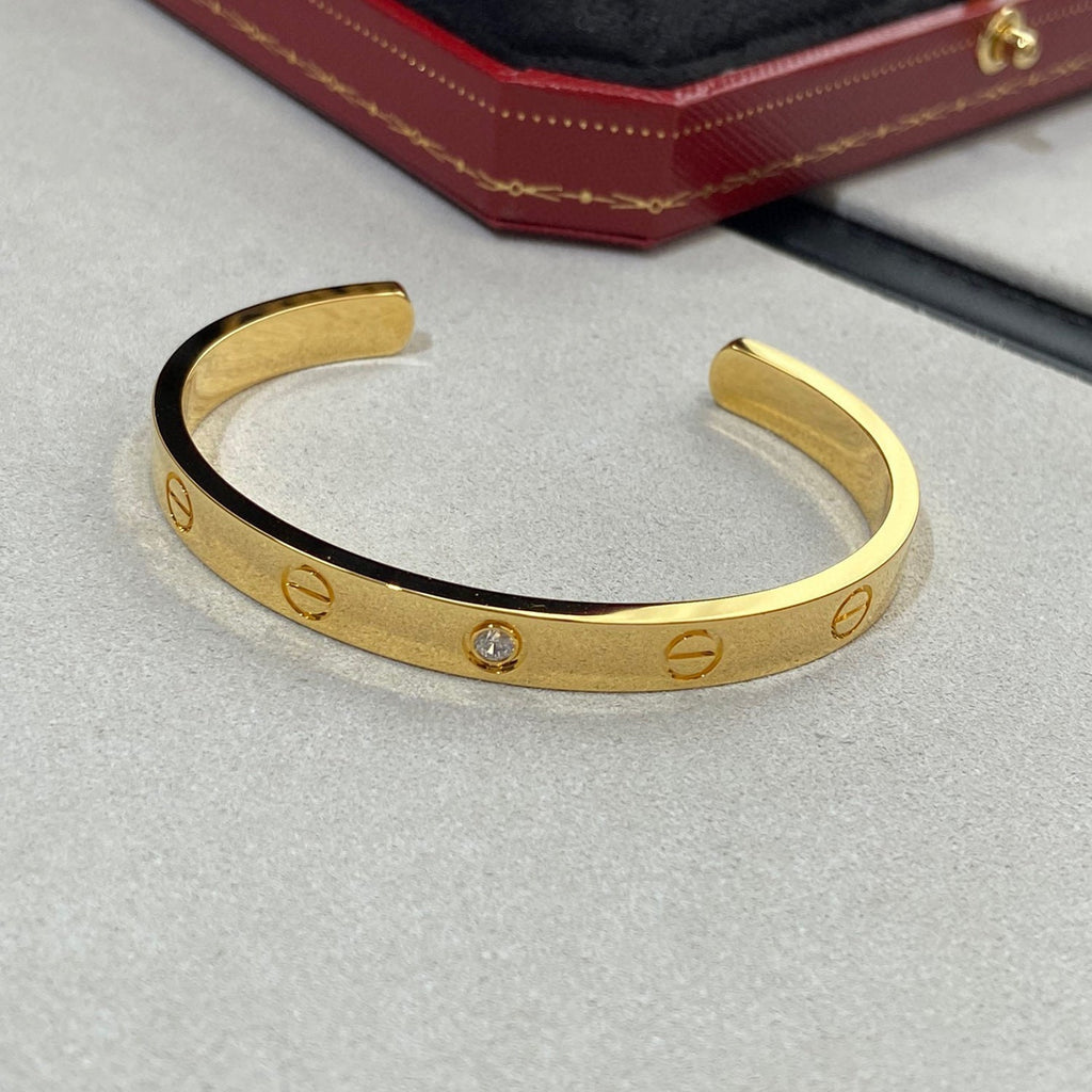??Loco?¡¥LOVE BRACELET 6.1MM 1 DIAMOND OPEN CUFF
