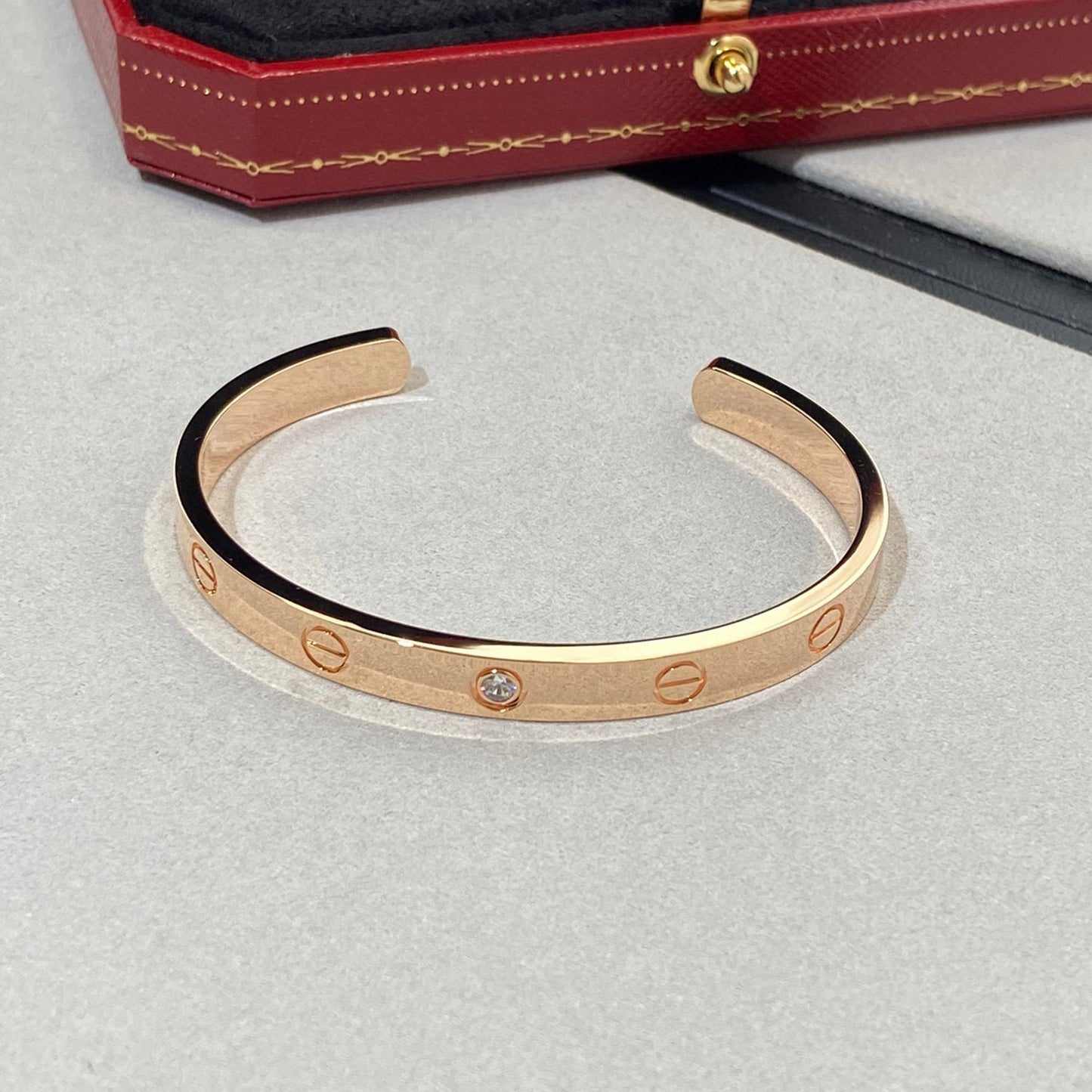 [moco jewelrys]LOVE BRACELET 6.1MM 1 DIAMOND OPEN CUFF